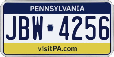 PA license plate JBW4256