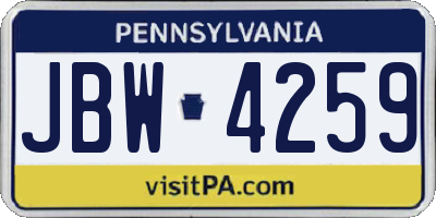 PA license plate JBW4259