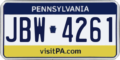 PA license plate JBW4261