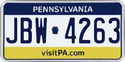 PA license plate JBW4263