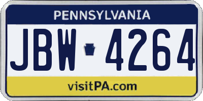 PA license plate JBW4264