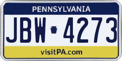 PA license plate JBW4273