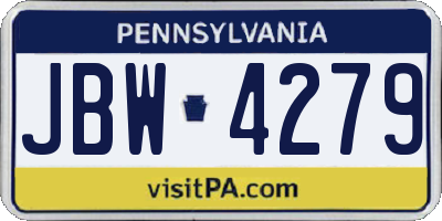 PA license plate JBW4279