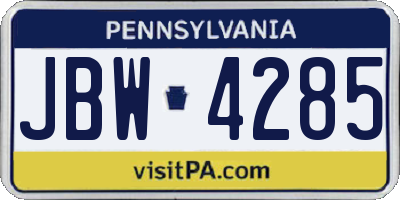 PA license plate JBW4285