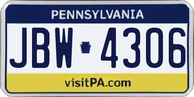 PA license plate JBW4306
