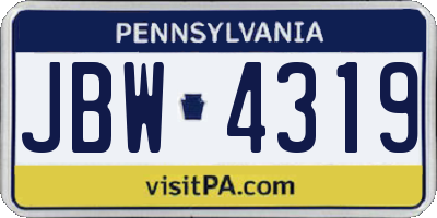 PA license plate JBW4319
