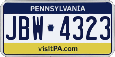 PA license plate JBW4323