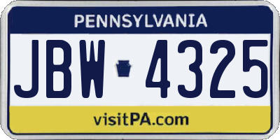PA license plate JBW4325