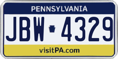 PA license plate JBW4329