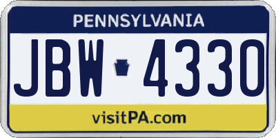 PA license plate JBW4330