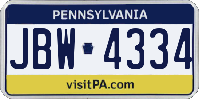 PA license plate JBW4334