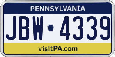 PA license plate JBW4339