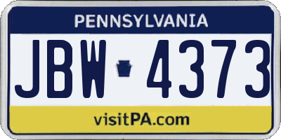 PA license plate JBW4373