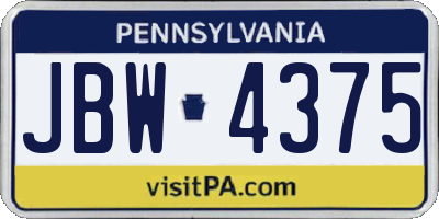 PA license plate JBW4375