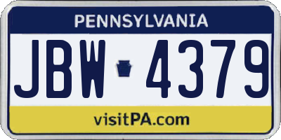PA license plate JBW4379