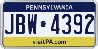 PA license plate JBW4392