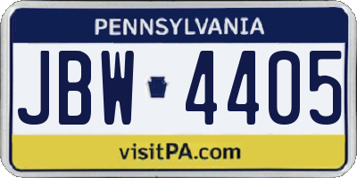 PA license plate JBW4405