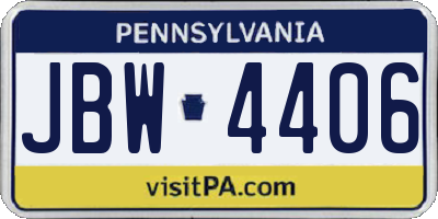 PA license plate JBW4406