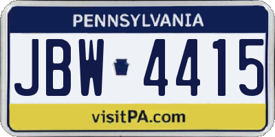 PA license plate JBW4415