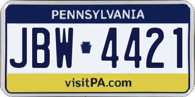 PA license plate JBW4421