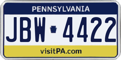 PA license plate JBW4422