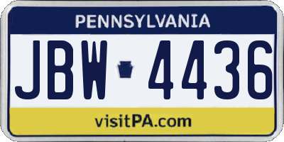 PA license plate JBW4436