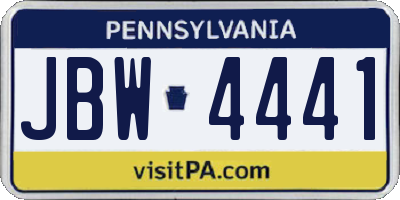PA license plate JBW4441