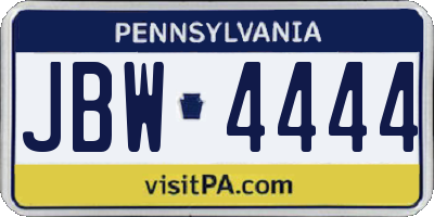 PA license plate JBW4444