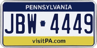 PA license plate JBW4449