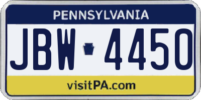 PA license plate JBW4450
