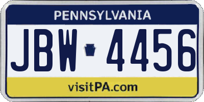 PA license plate JBW4456