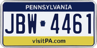 PA license plate JBW4461