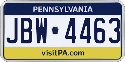 PA license plate JBW4463