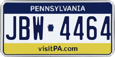 PA license plate JBW4464