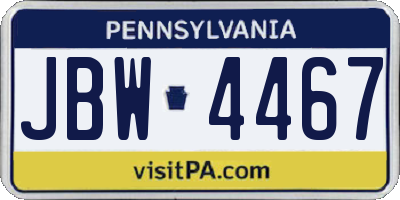 PA license plate JBW4467