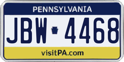 PA license plate JBW4468