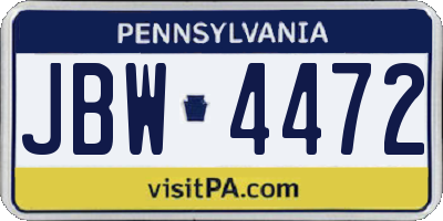 PA license plate JBW4472