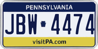 PA license plate JBW4474