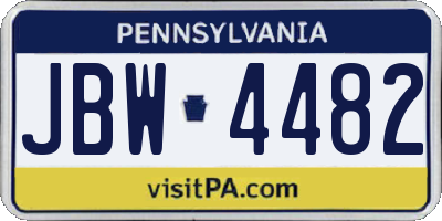 PA license plate JBW4482