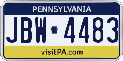 PA license plate JBW4483