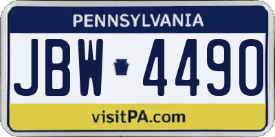 PA license plate JBW4490