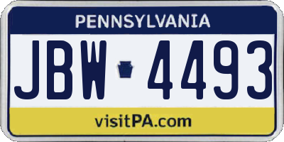 PA license plate JBW4493