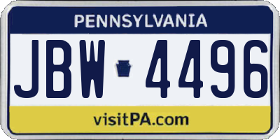 PA license plate JBW4496