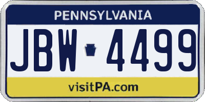PA license plate JBW4499