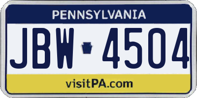 PA license plate JBW4504