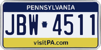 PA license plate JBW4511