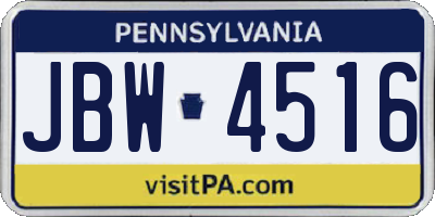 PA license plate JBW4516