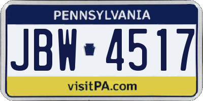 PA license plate JBW4517