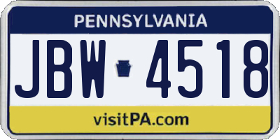 PA license plate JBW4518