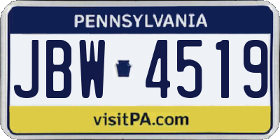 PA license plate JBW4519